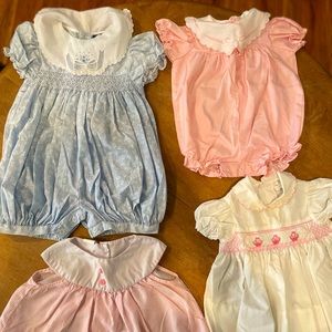 Vintage dresses top left is 18months bottom right is 3-6 months.